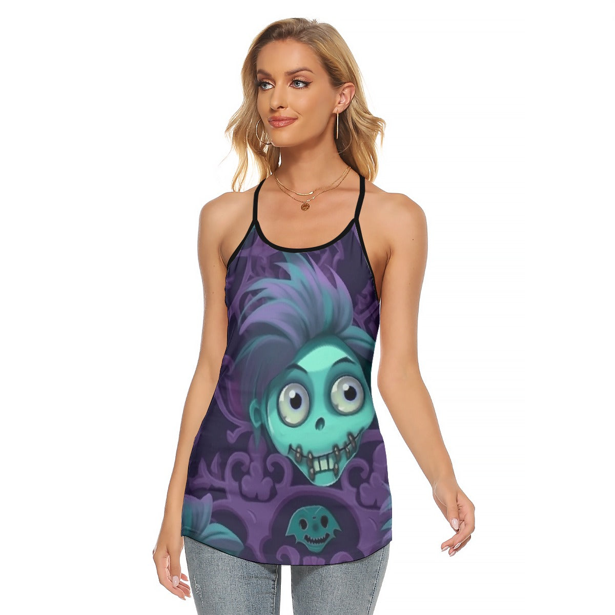 All-Over Print Women's Criss-Cross Open Back Tank Top