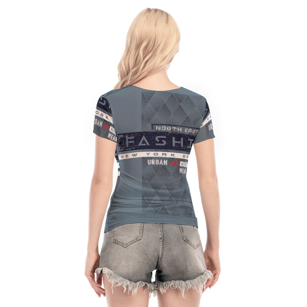 All-Over Print Women's Short Sleeve Mesh Blouse