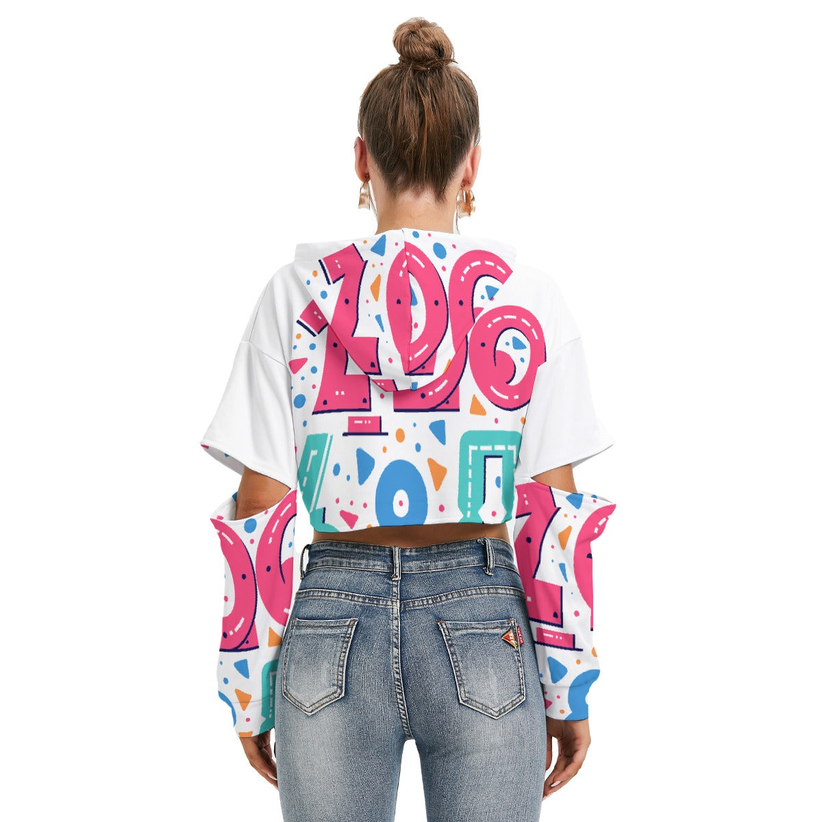 All-Over Print Women's Heavy Fleece Hoodie With Hollow Out Sleeve