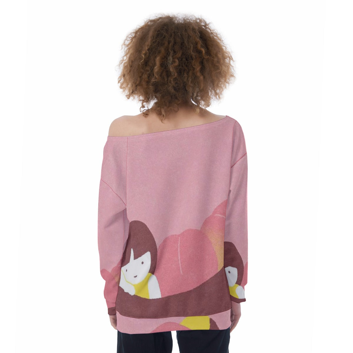 All-Over Print Oversized Women's Off-Shoulder Sweatshirt