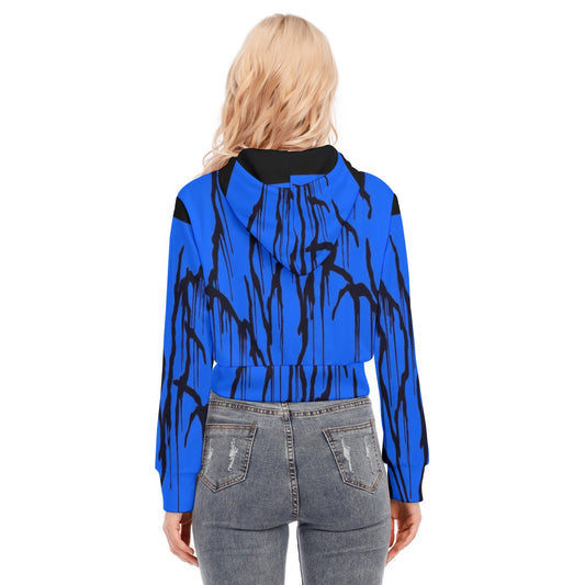 All-Over Print Women's Crop Top Hoodie With Zipper Closure