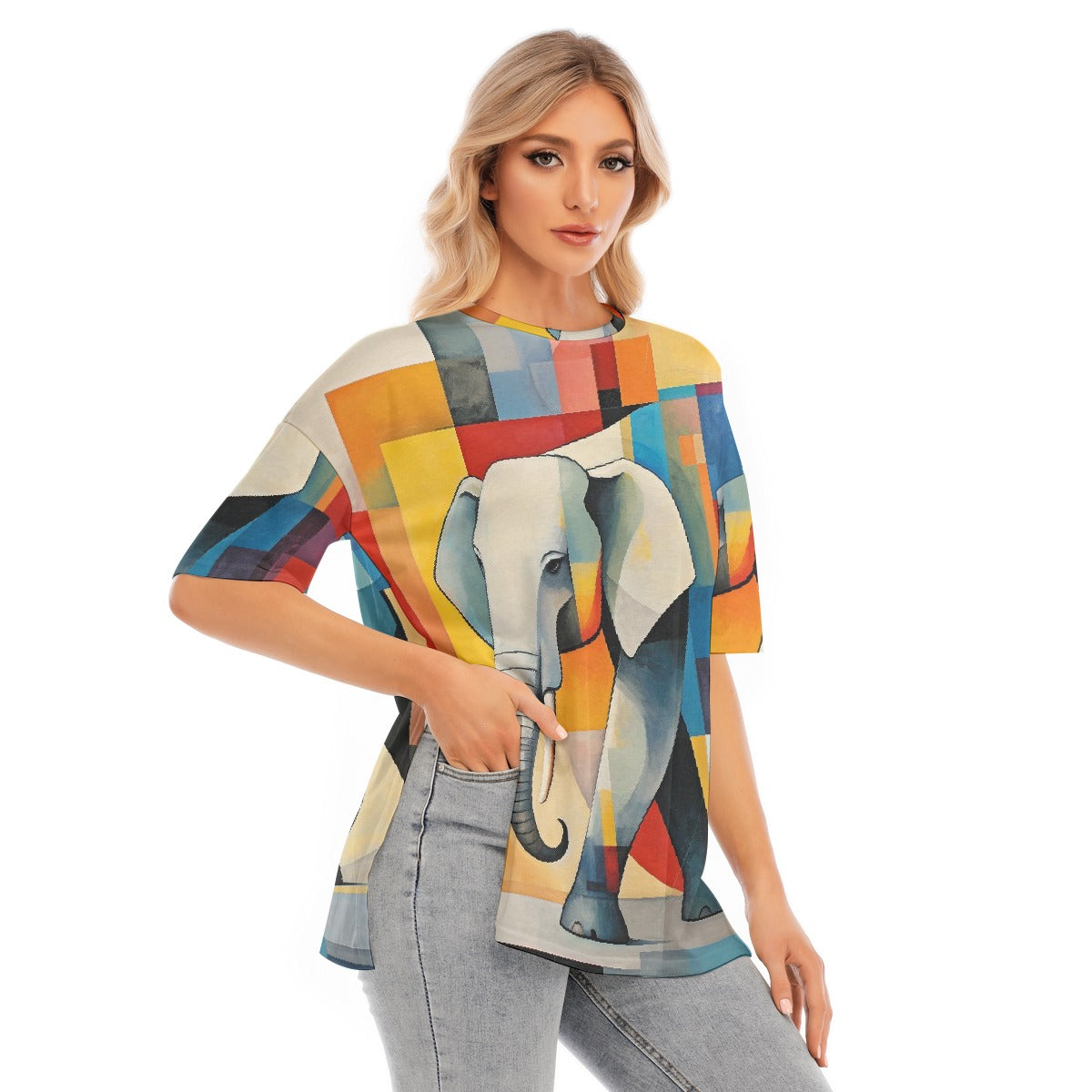 All-Over Print Women's Short Sleeves T-shirt With Hem Split