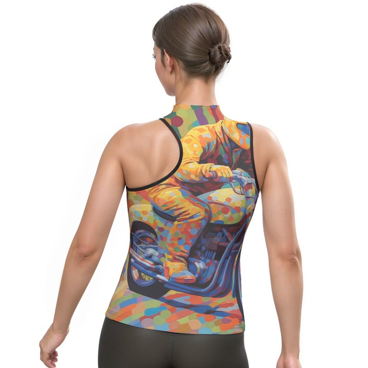 All-Over Print Women's Halter Sleeveless Asymmetrical Tank Top