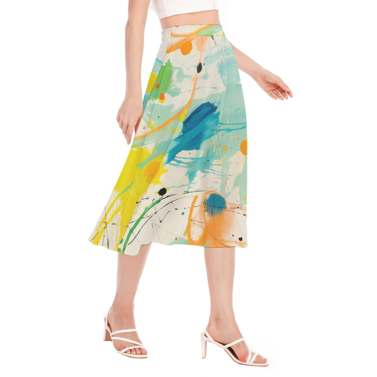 All-Over Print Women's Long Section Chiffon Skirt