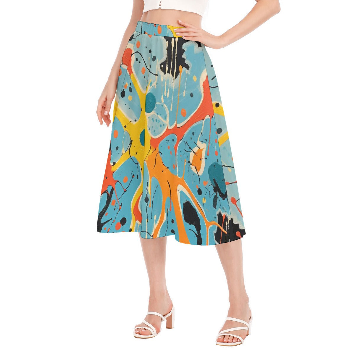All-Over Print Women's Long Section Chiffon Skirt