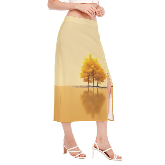 All-Over Print Women's High Slit Long Skirt