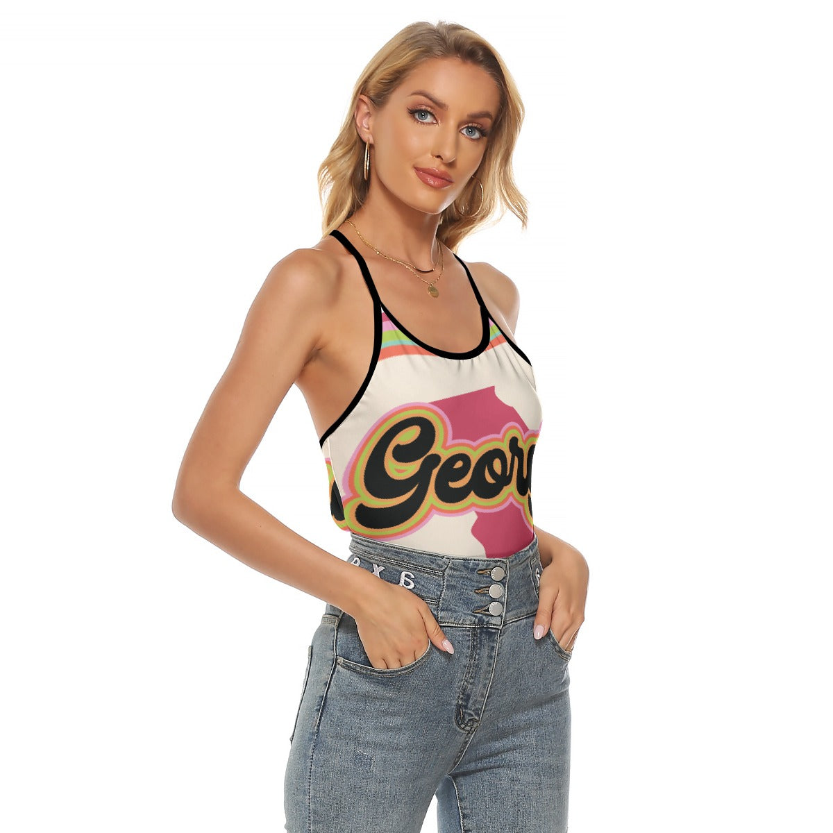 All-Over Print Women's Criss-Cross Open Back Tank Top