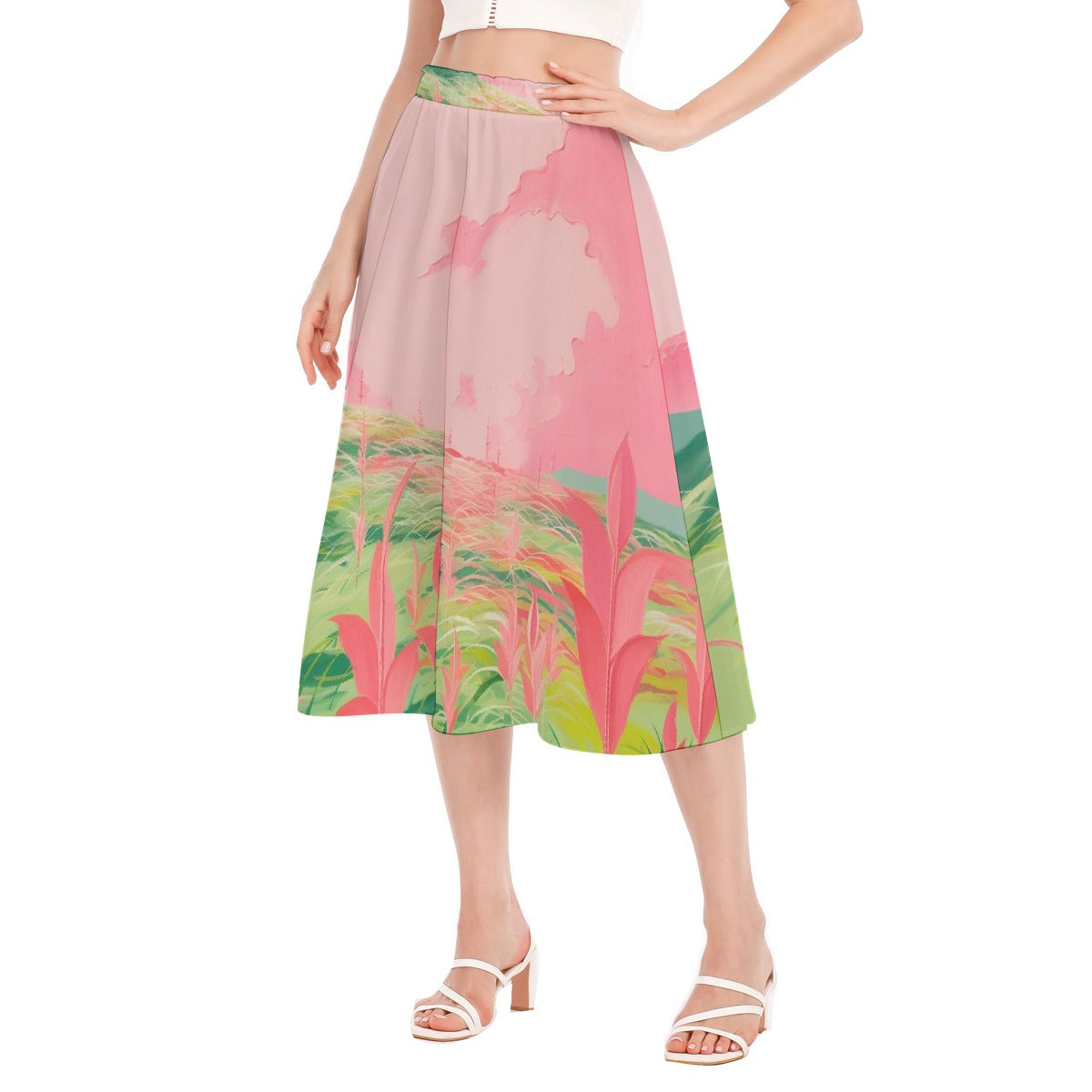 All-Over Print Women's Long Section Chiffon Skirt