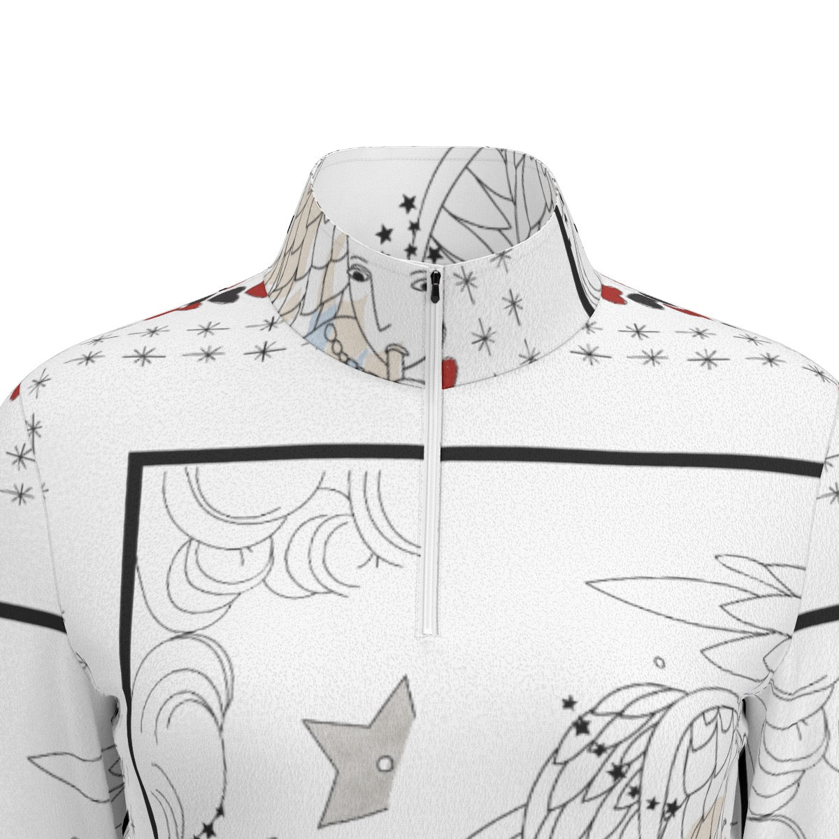 All-Over Print Women's Sports Collar Jersey With Long Sleeve