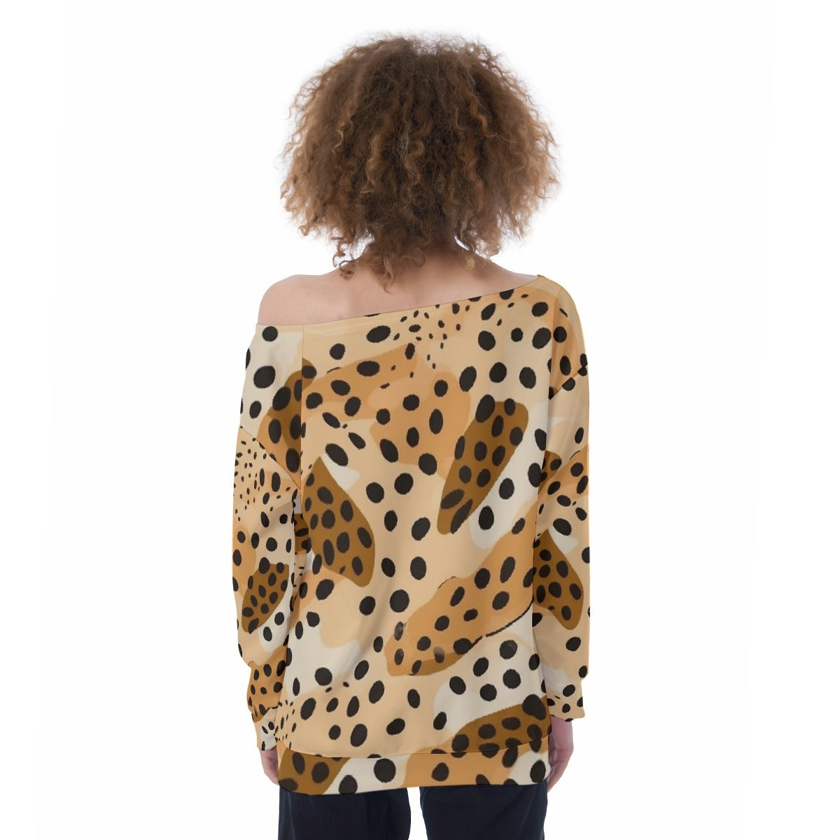 All-Over Print Oversized Women's Off-Shoulder Sweatshirt