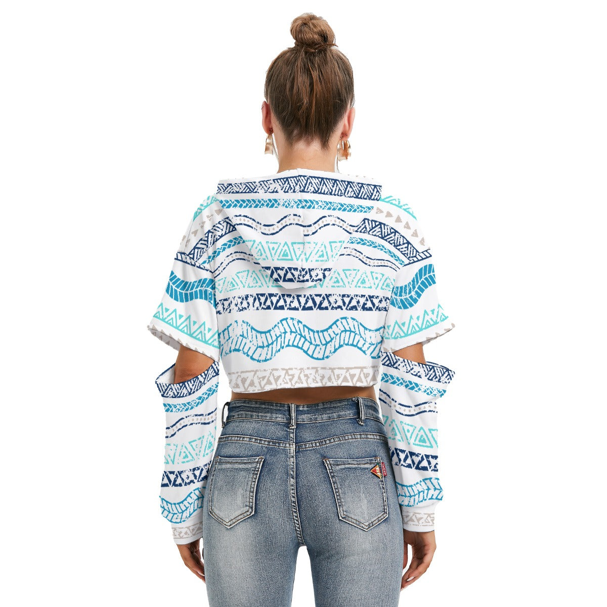 All-Over Print Women's Heavy Fleece Hoodie With Hollow Out Sleeve