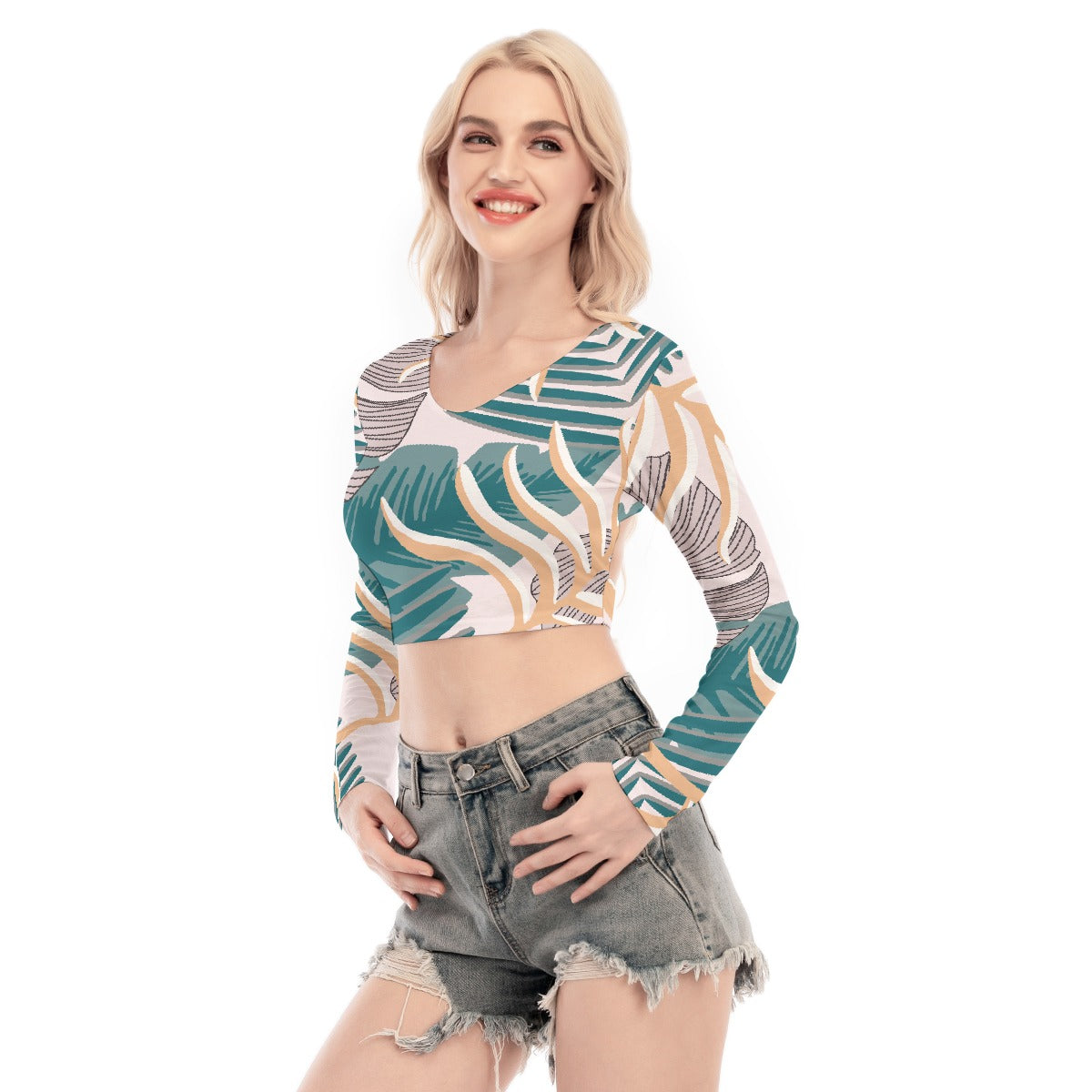 All-Over Print Women's Back Hollow T-shirt With Strap