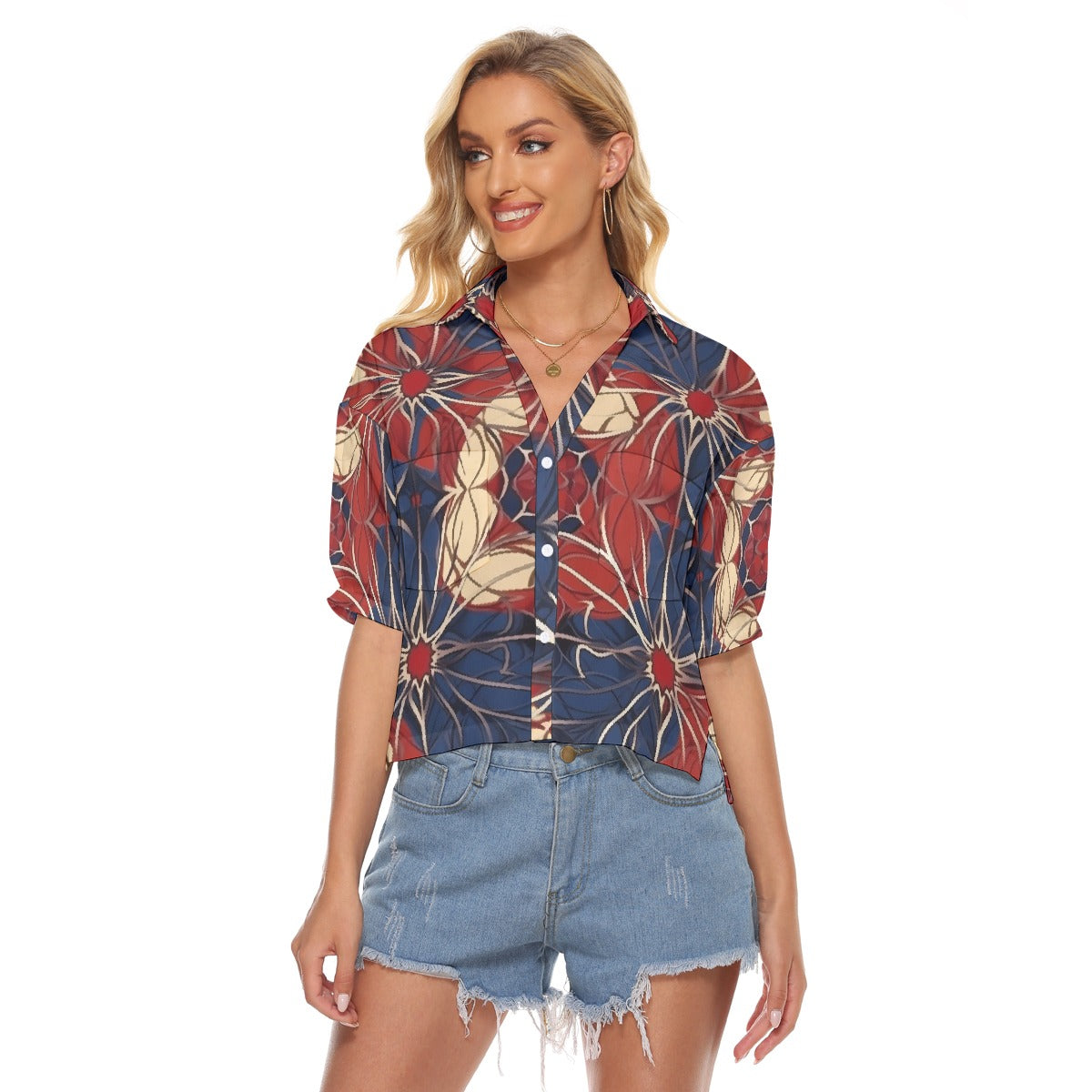 All-Over Print Women's V-neck Shirts
