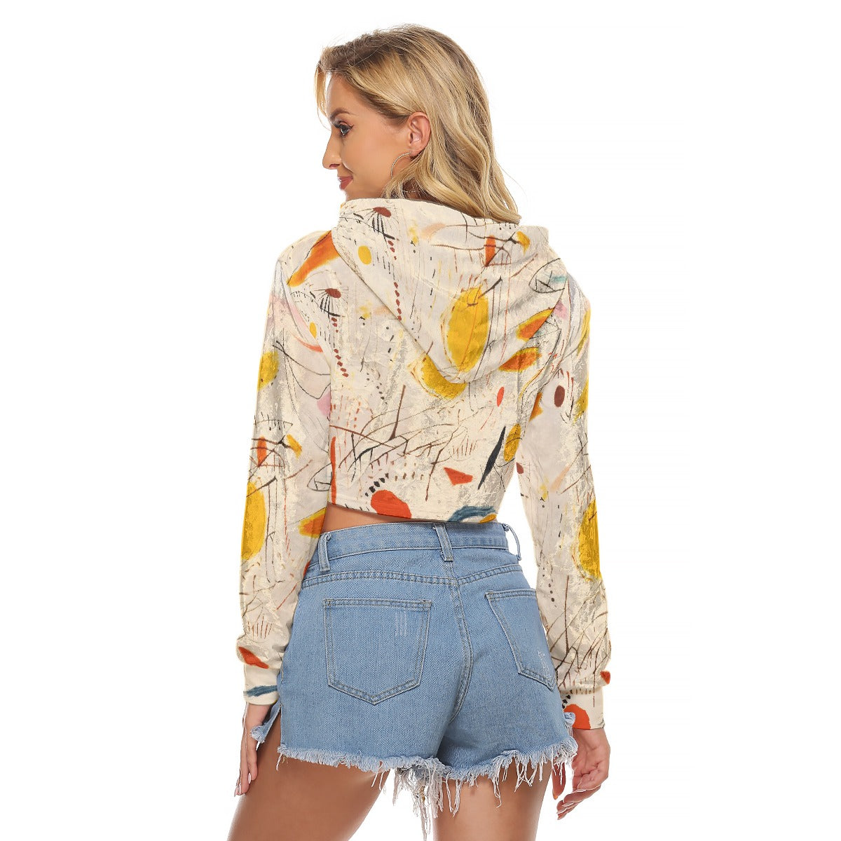All-Over Print Women's Crop Top Hoodie|Velvet