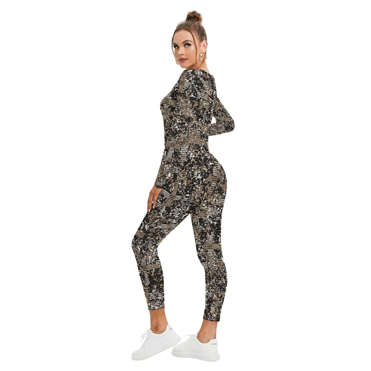 All-Over Print Women's Plunging Neck Jumpsuit