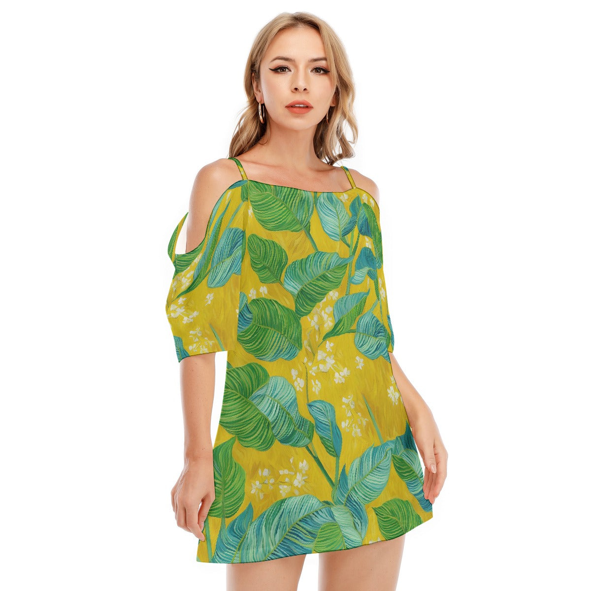 All-Over Print Women's Off-shoulder Cami Dress