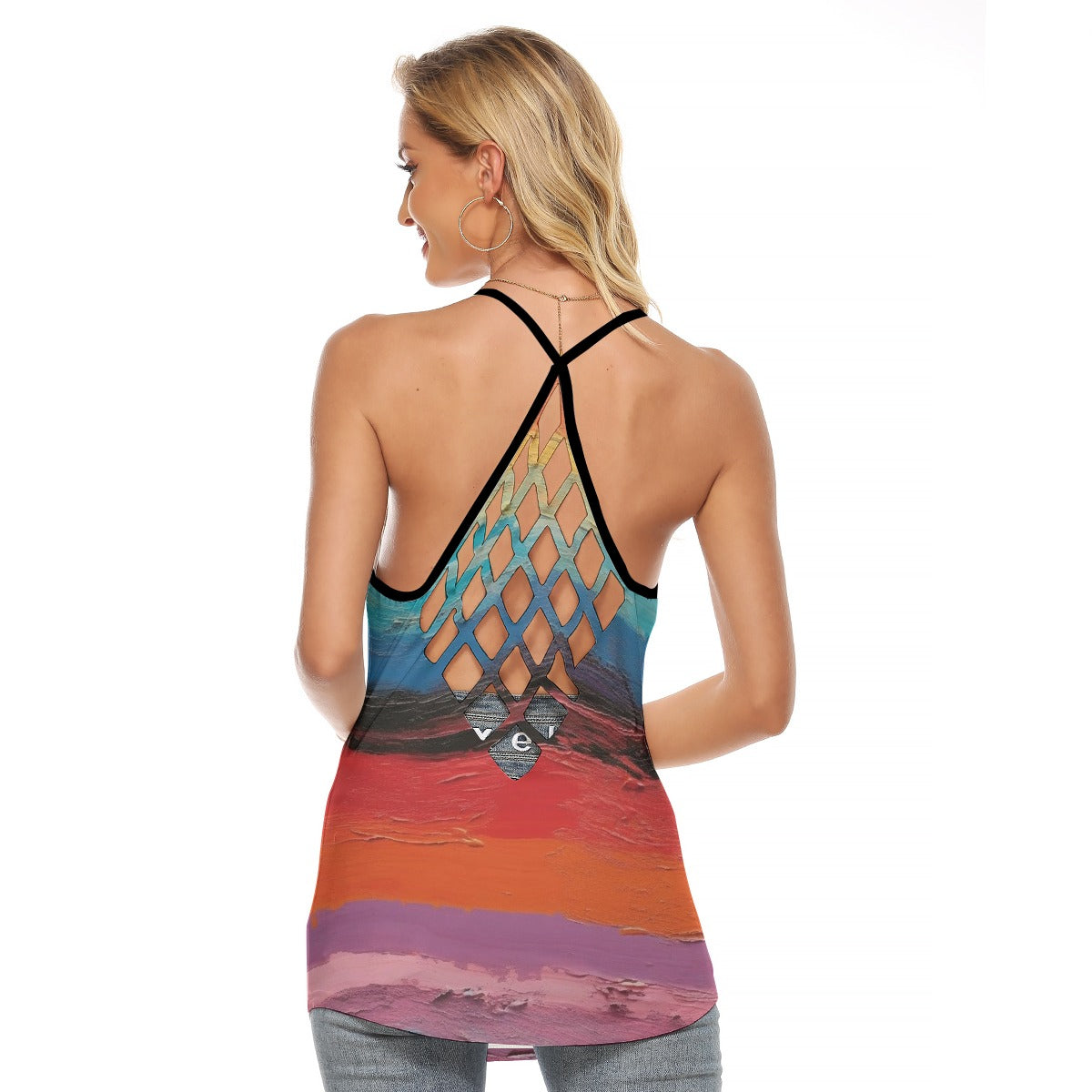 All-Over Print Women's Criss-Cross Open Back Tank Top