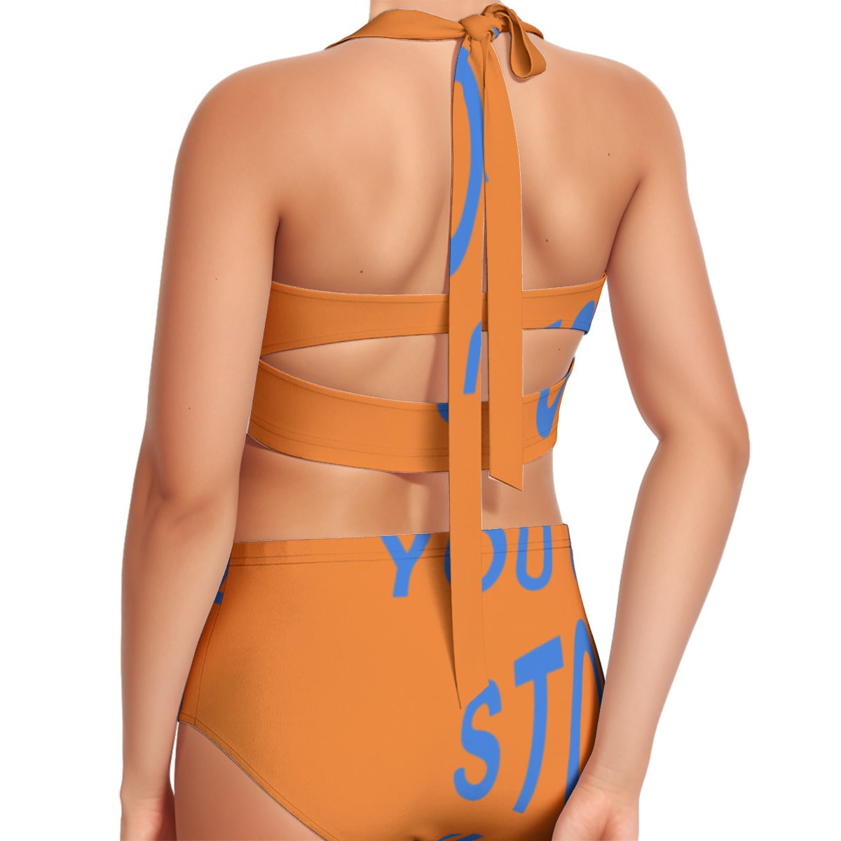 All-Over Print Women's Swimsuit Set With Halter