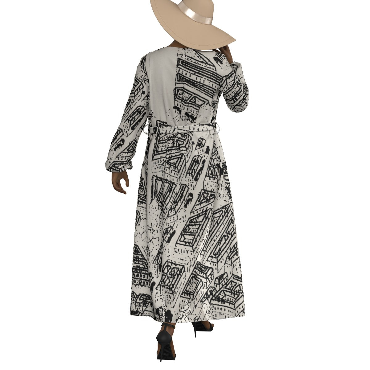 All-Over Print Women's Lace-up Chiffon Robe