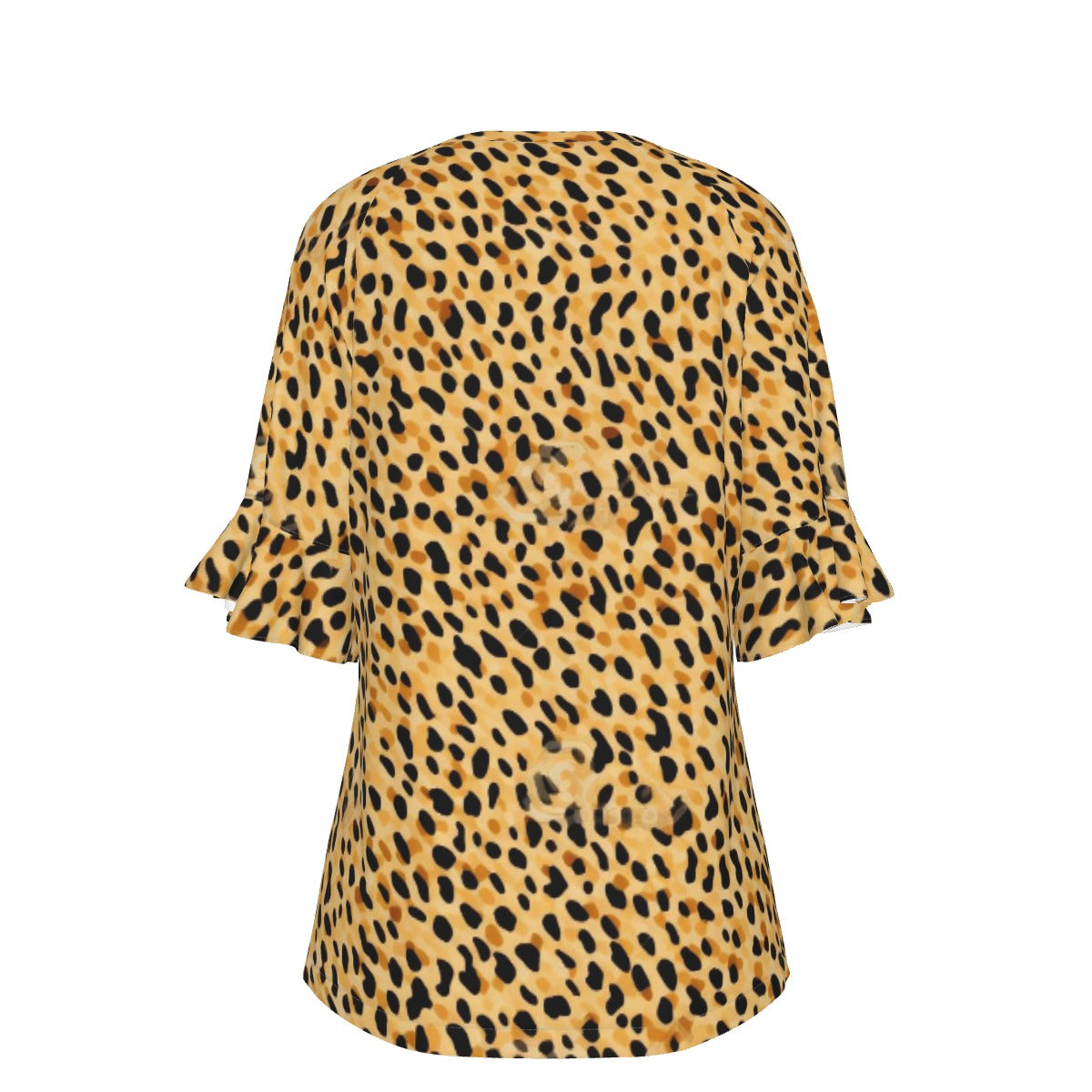 All-Over Print V-neck Women's T-shirt With Bell Sleeve