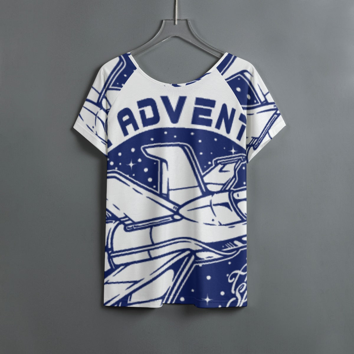 All-Over Print Women's Round Neck T-shirt With Raglan Sleeve