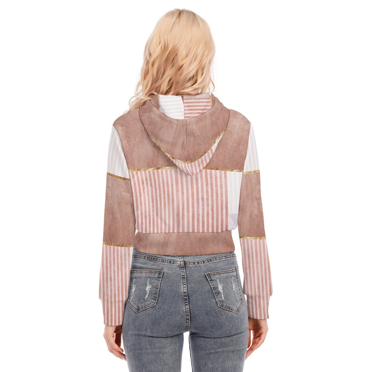 All-Over Print Women's Crop Top Hoodie With Zipper Closure