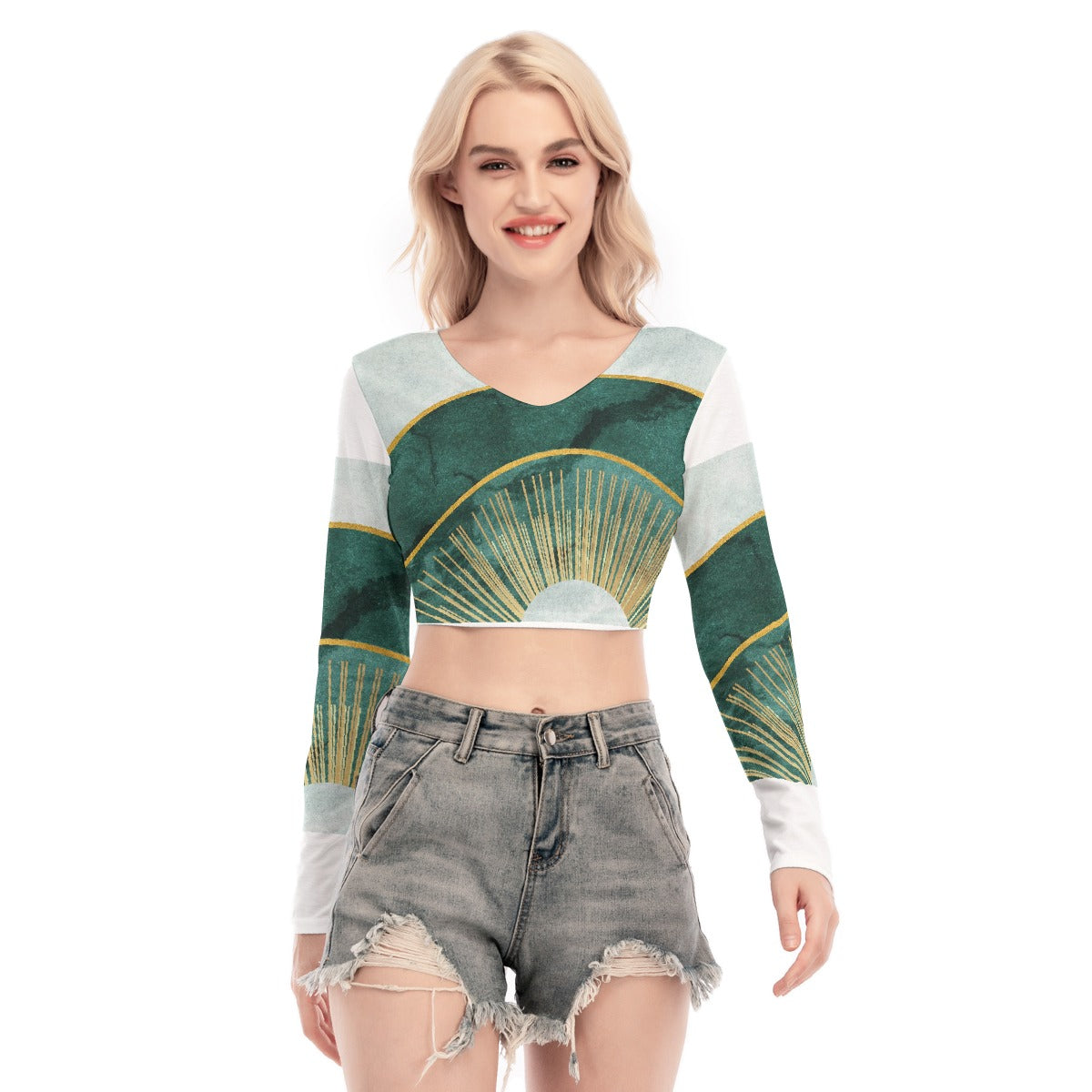 All-Over Print Women's Back Hollow T-shirt With Strap