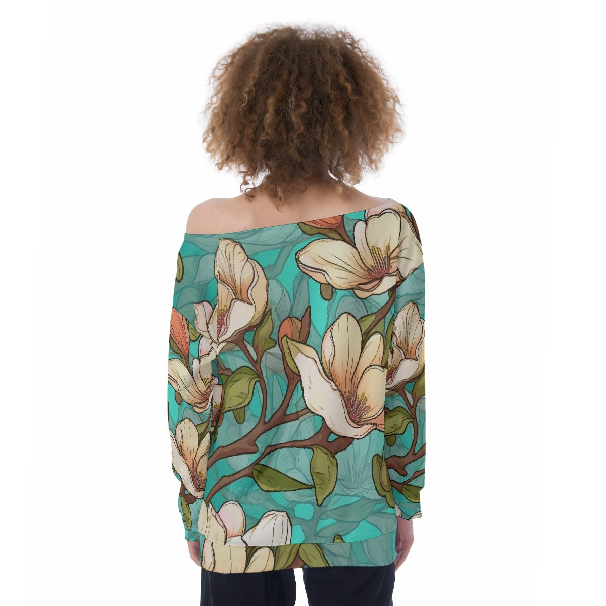 All-Over Print Oversized Women's Off-Shoulder Sweatshirt