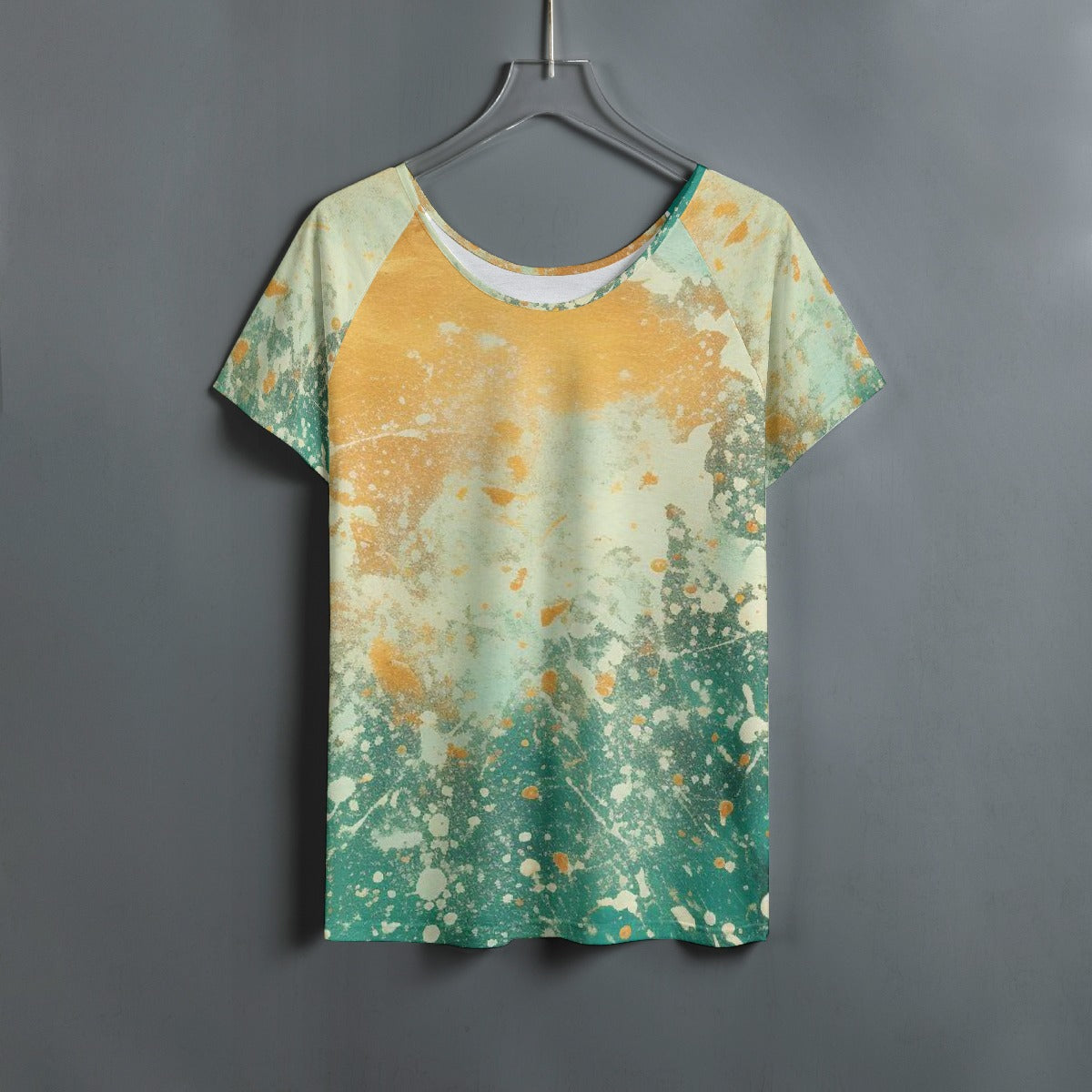 All-Over Print Women's Round Neck T-shirt With Raglan Sleeve