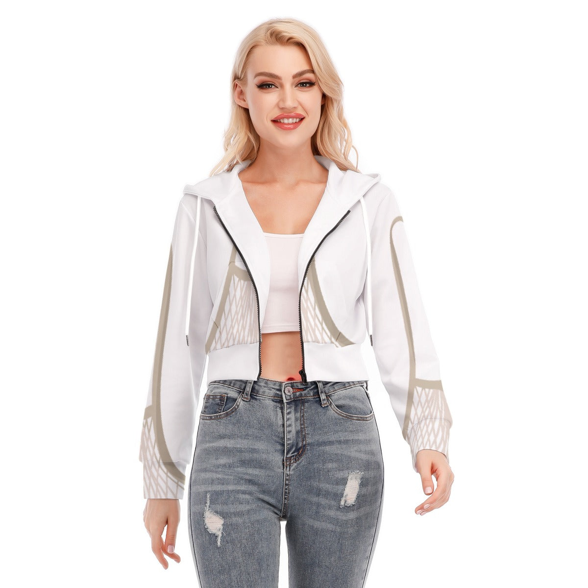 All-Over Print Women's Crop Top Hoodie With Zipper Closure