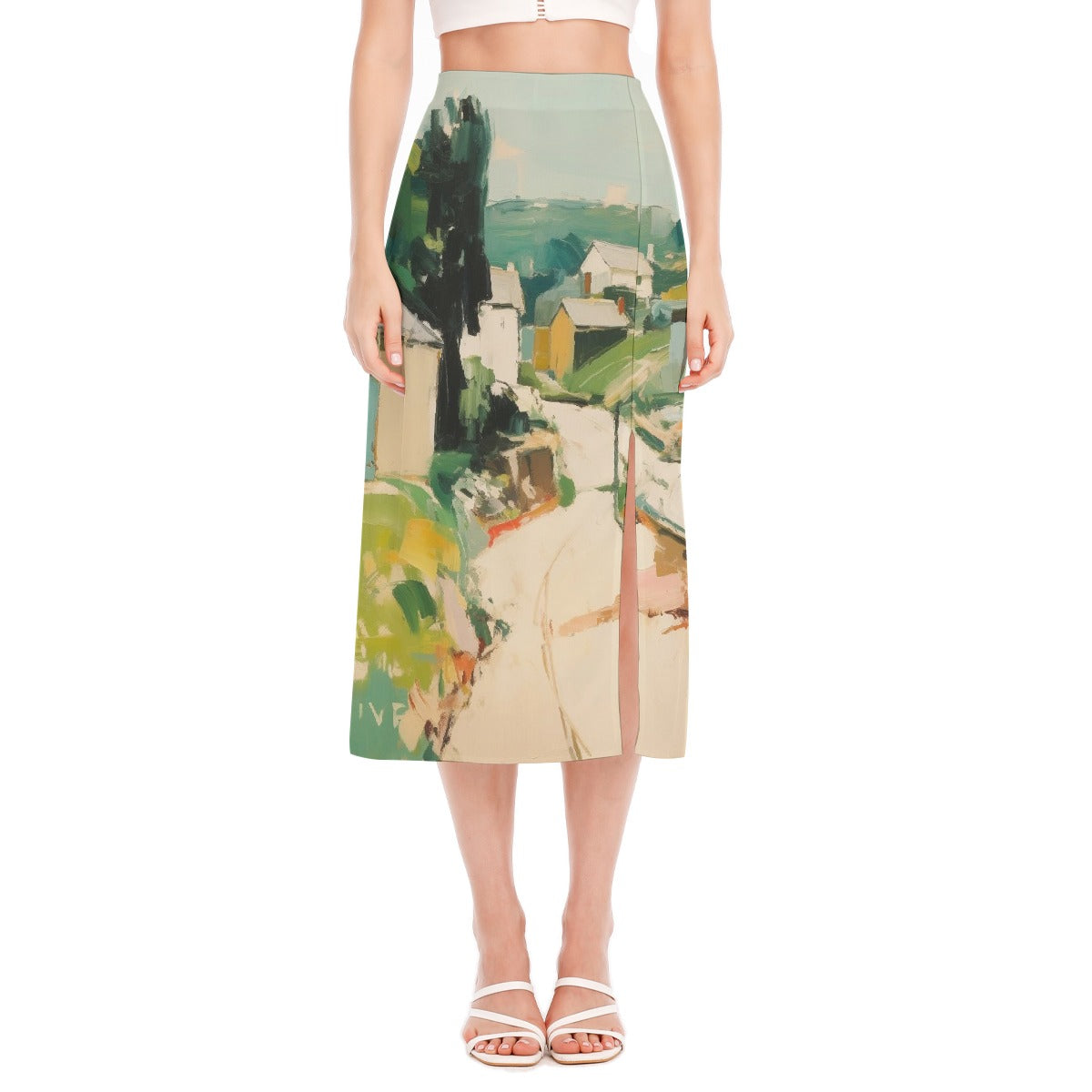 All-Over Print Women's High Slit Long Skirt