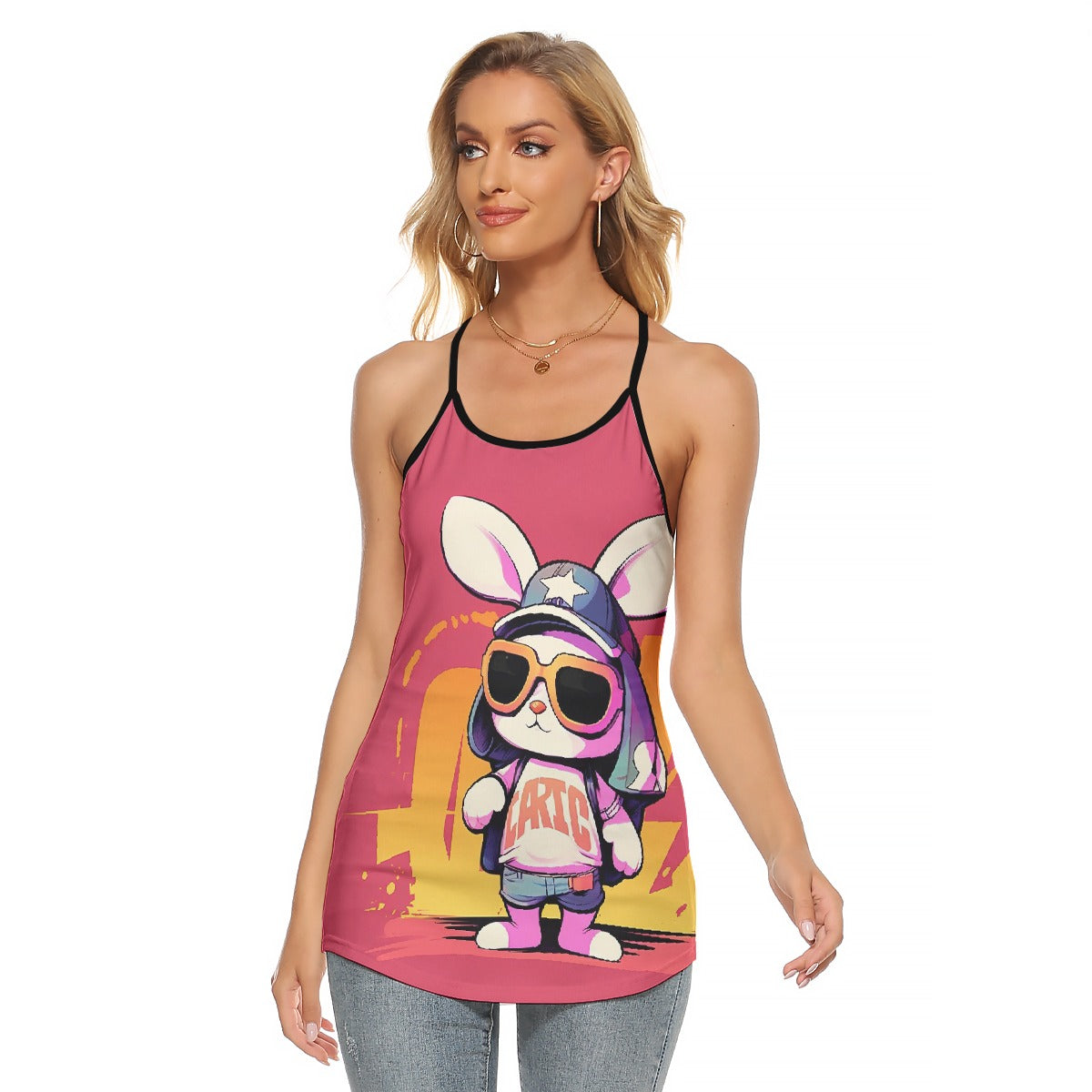 All-Over Print Women's Criss-Cross Open Back Tank Top