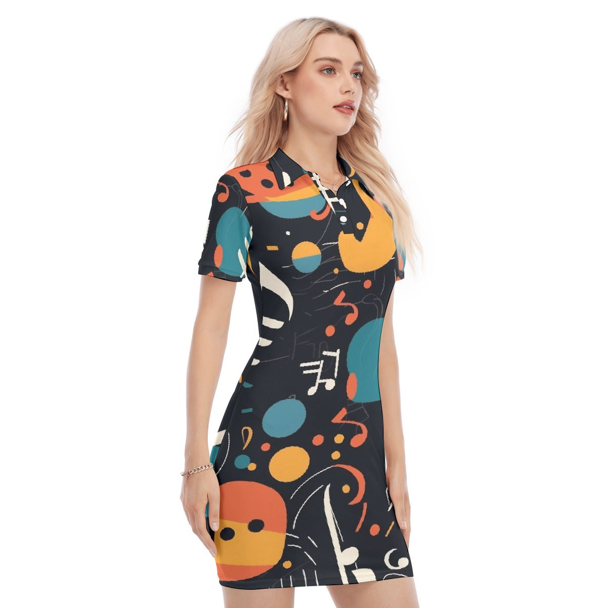 All-Over Print Women's Polo Collar Dress