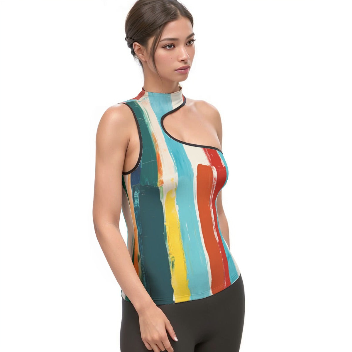 All-Over Print Women's Halter Sleeveless Asymmetrical Tank Top