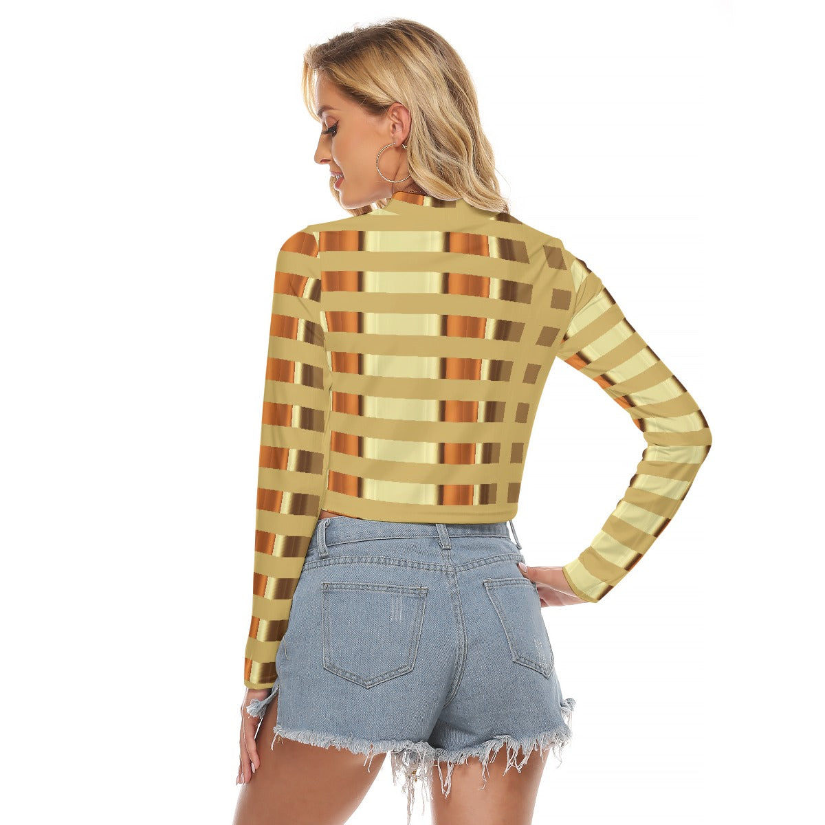 All-Over Print Women's Hollow Chest Keyhole Tight Crop Top