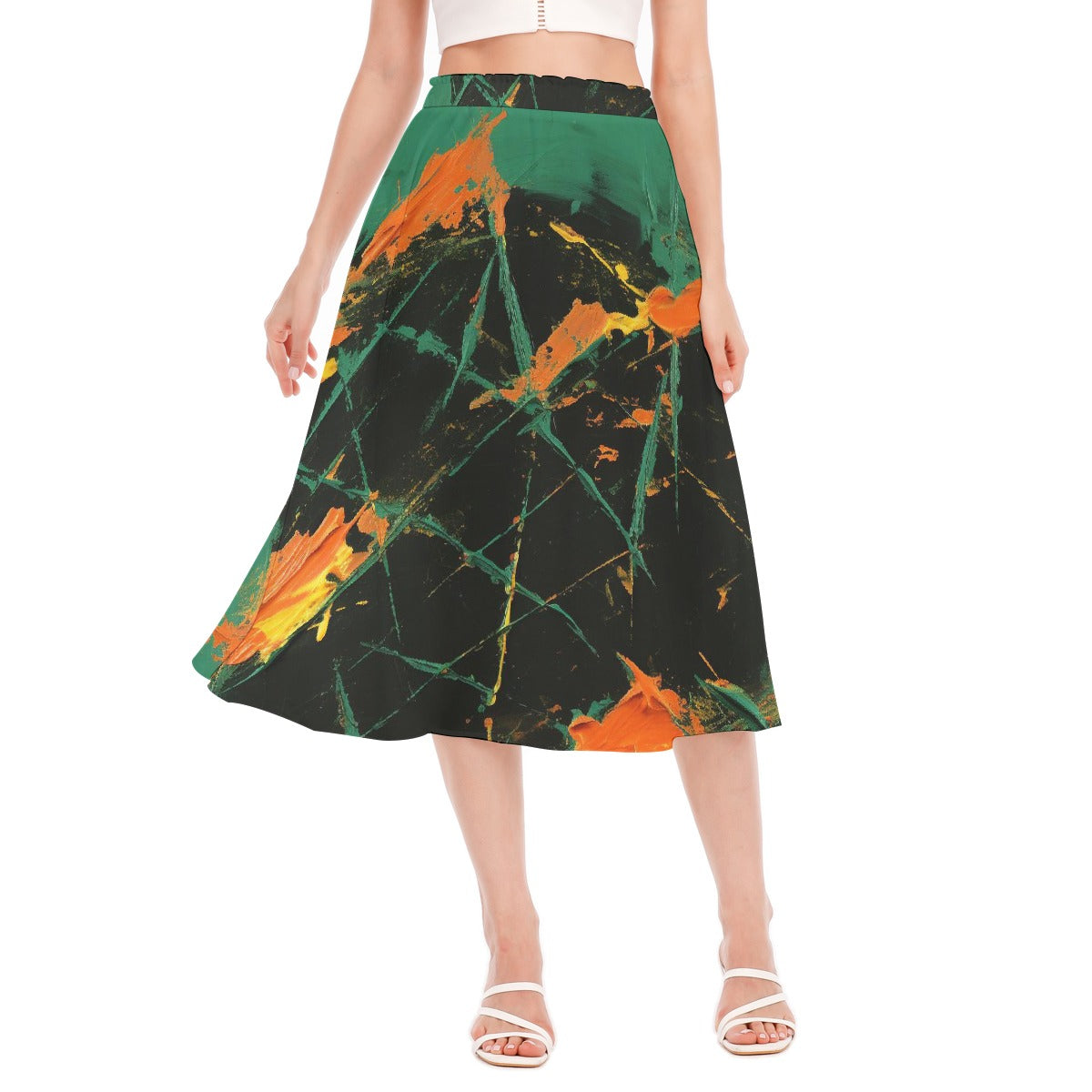All-Over Print Women's Long Section Chiffon Skirt