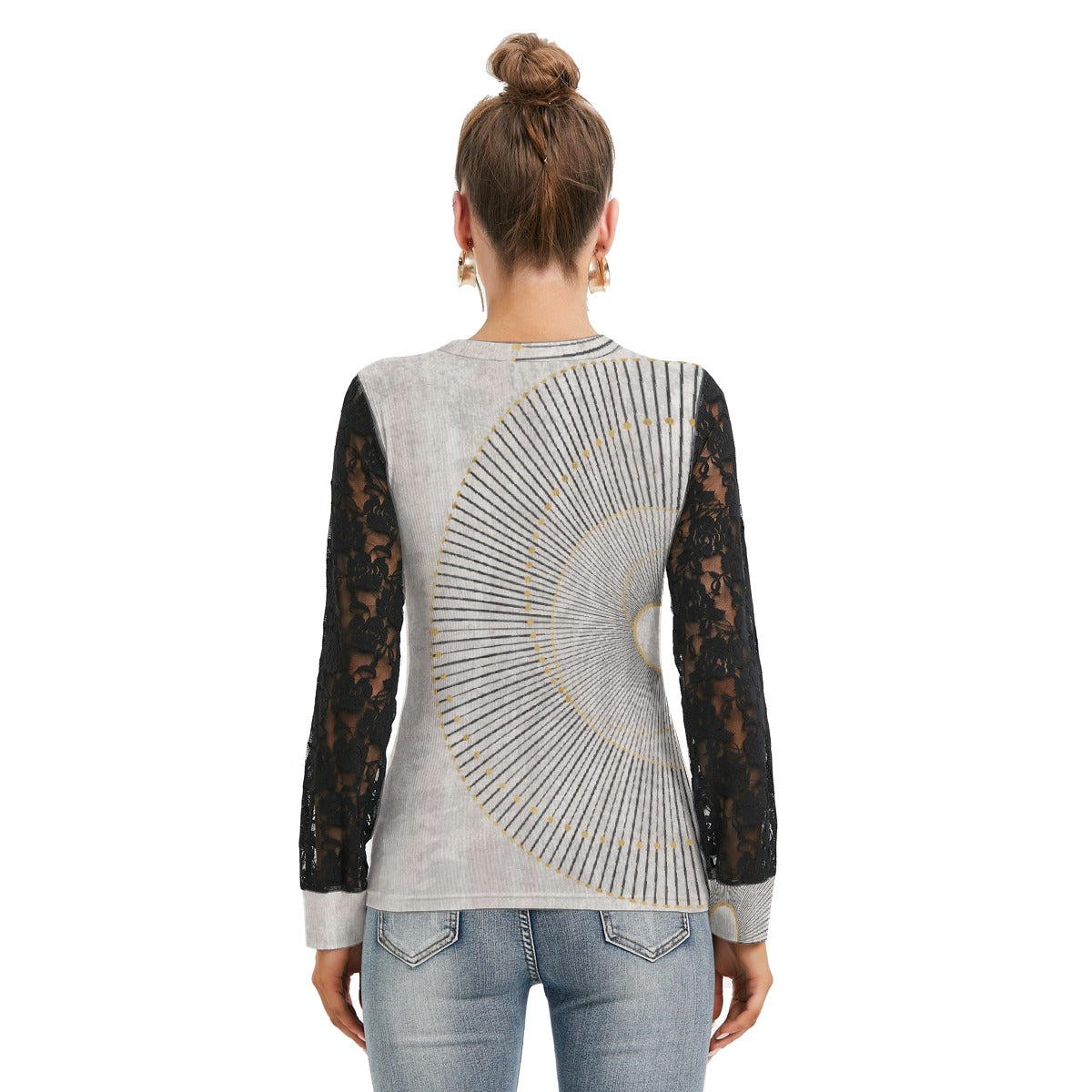 All-Over Print Women's T-shirt And Sleeve With Black Lace