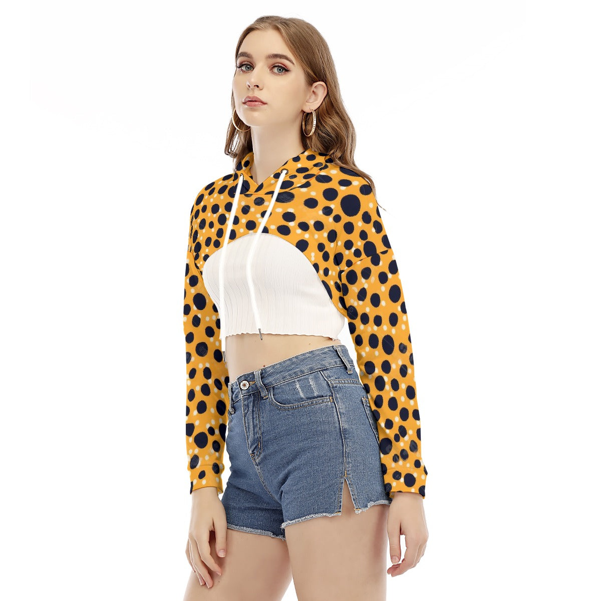 All-Over Print Women's Smock Short Hoodie With Long Sleeve