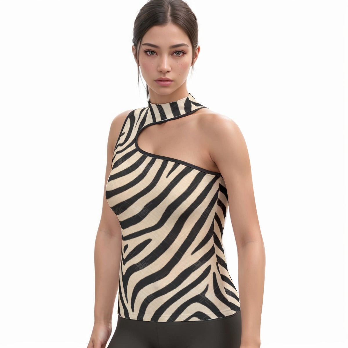 All-Over Print Women's Halter Sleeveless Asymmetrical Tank Top