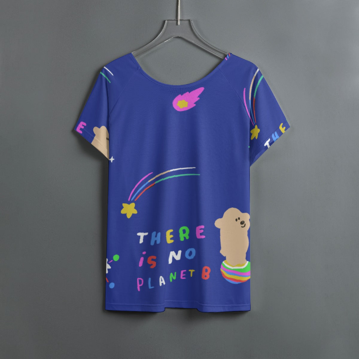 All-Over Print Women's Round Neck T-shirt With Raglan Sleeve