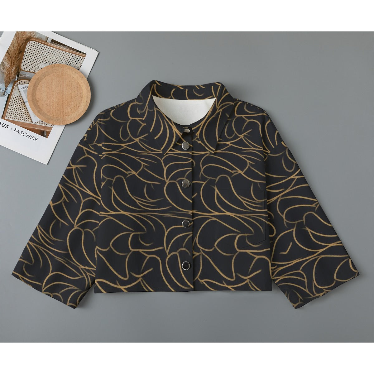 All-Over Print Women's Cropped Jacket | 245GSM Cotton
