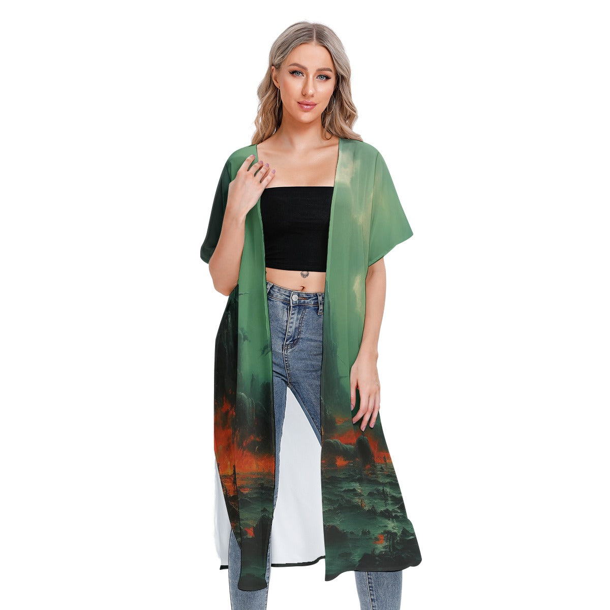 All-Over Print Women's Short Sleeve Cardigan