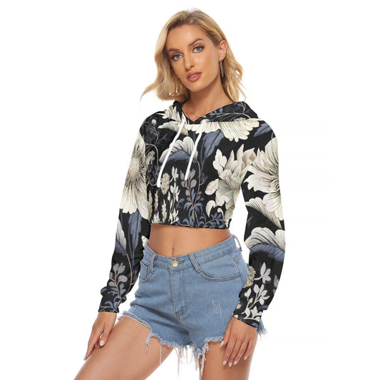 All-Over Print Women's Crop Top Hoodie|Velvet