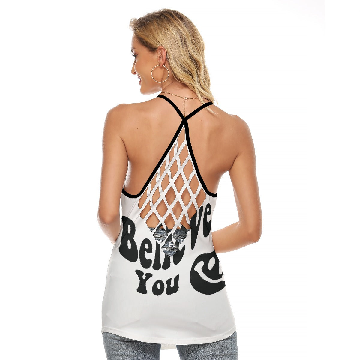 All-Over Print Women's Criss-Cross Open Back Tank Top