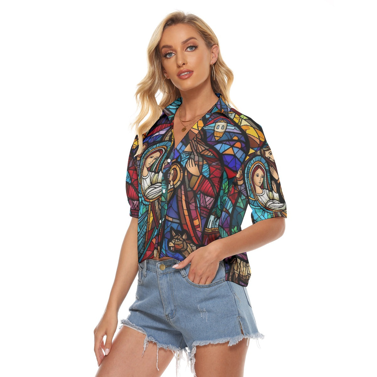 All-Over Print Women's V-neck Shirts