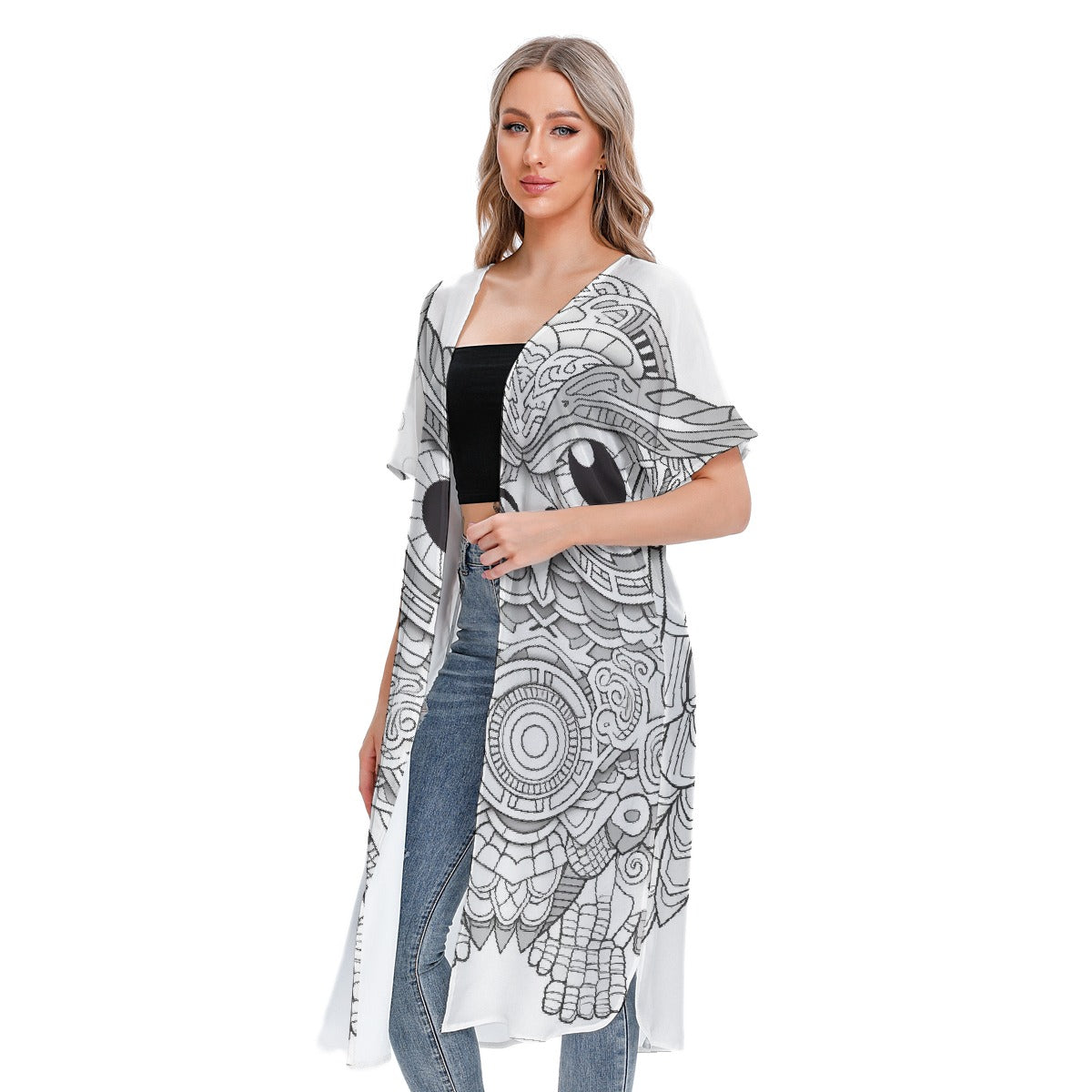 All-Over Print Women's Short Sleeve Cardigan
