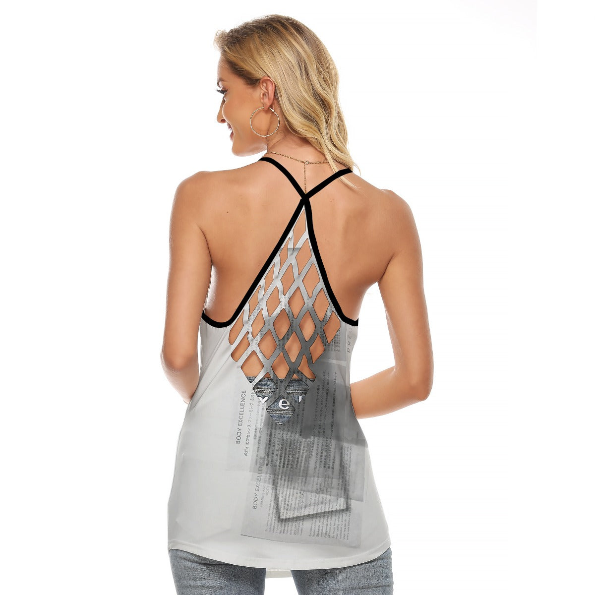 All-Over Print Women's Criss-Cross Open Back Tank Top