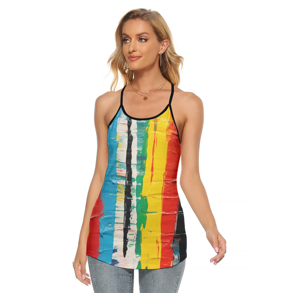 All-Over Print Women's Criss-Cross Open Back Tank Top