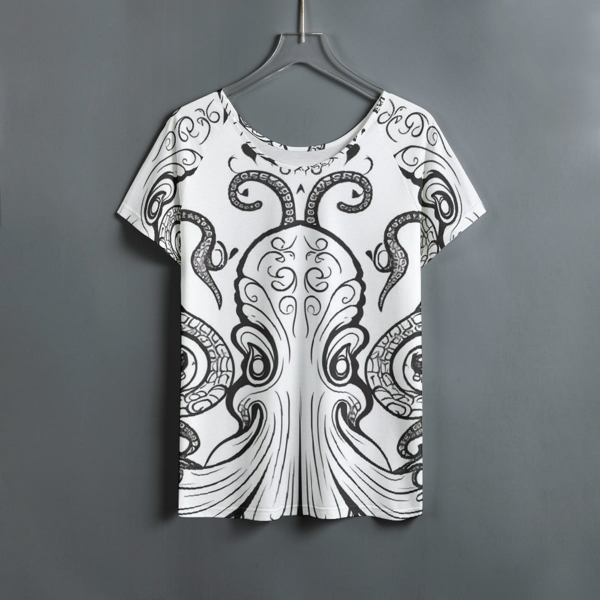 All-Over Print Women's Round Neck T-shirt With Raglan Sleeve