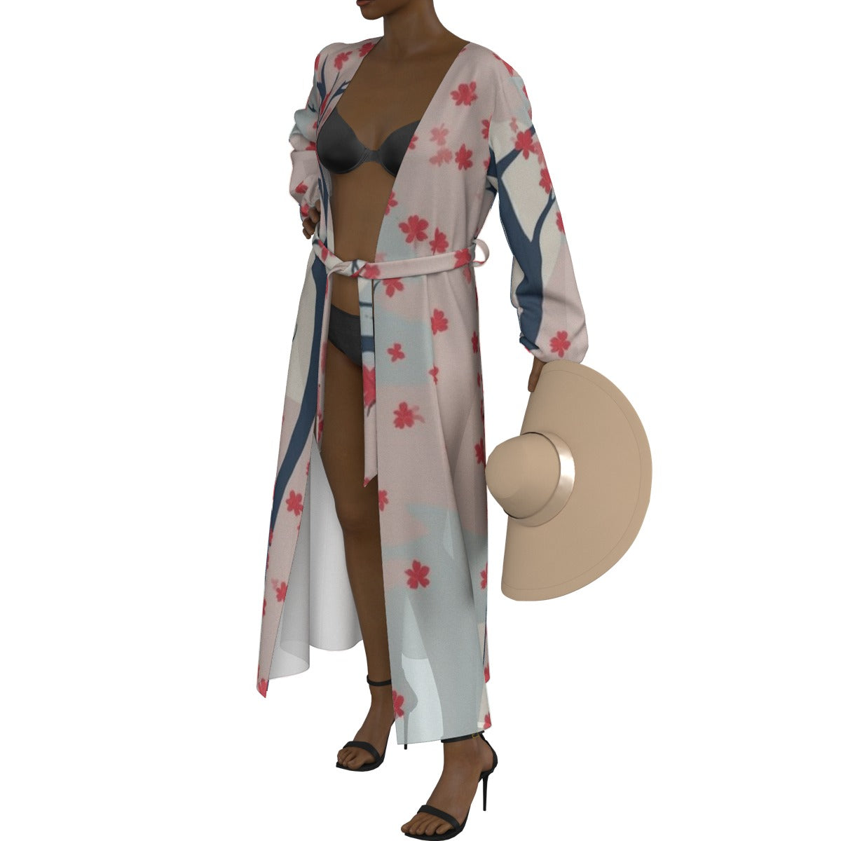 All-Over Print Women's Lace-up Chiffon Robe